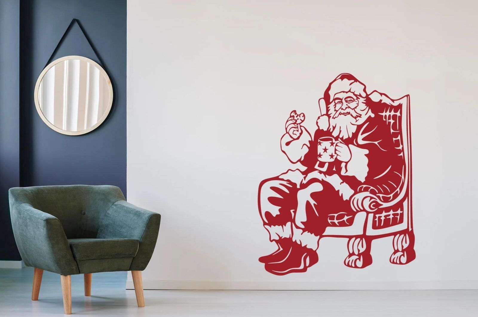 Lepy.cz Samolepka na zeď Santa Claus sedící Velikost (šířka x výška): 85x109cm