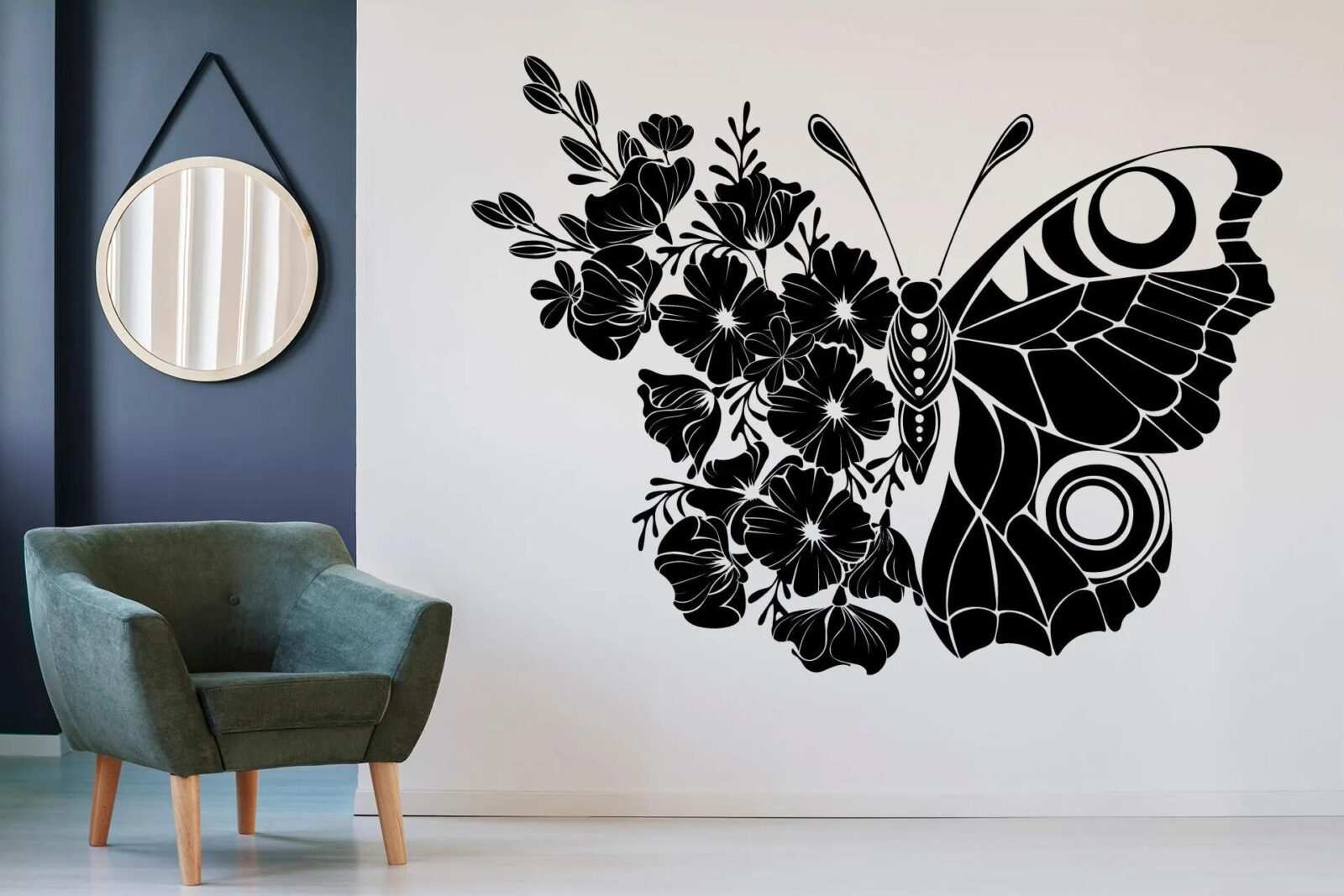 Lepy.cz Samolepka na zeď Motýl-květina Velikost (šířka x výška): 80x61cm
