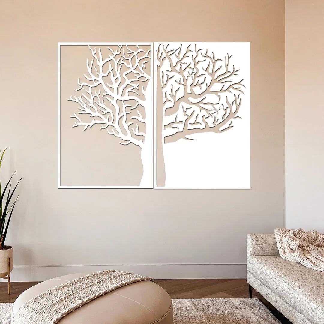 dřevo života Dřevěný strom na zeď DUALITY Barevný vzor: Bílá