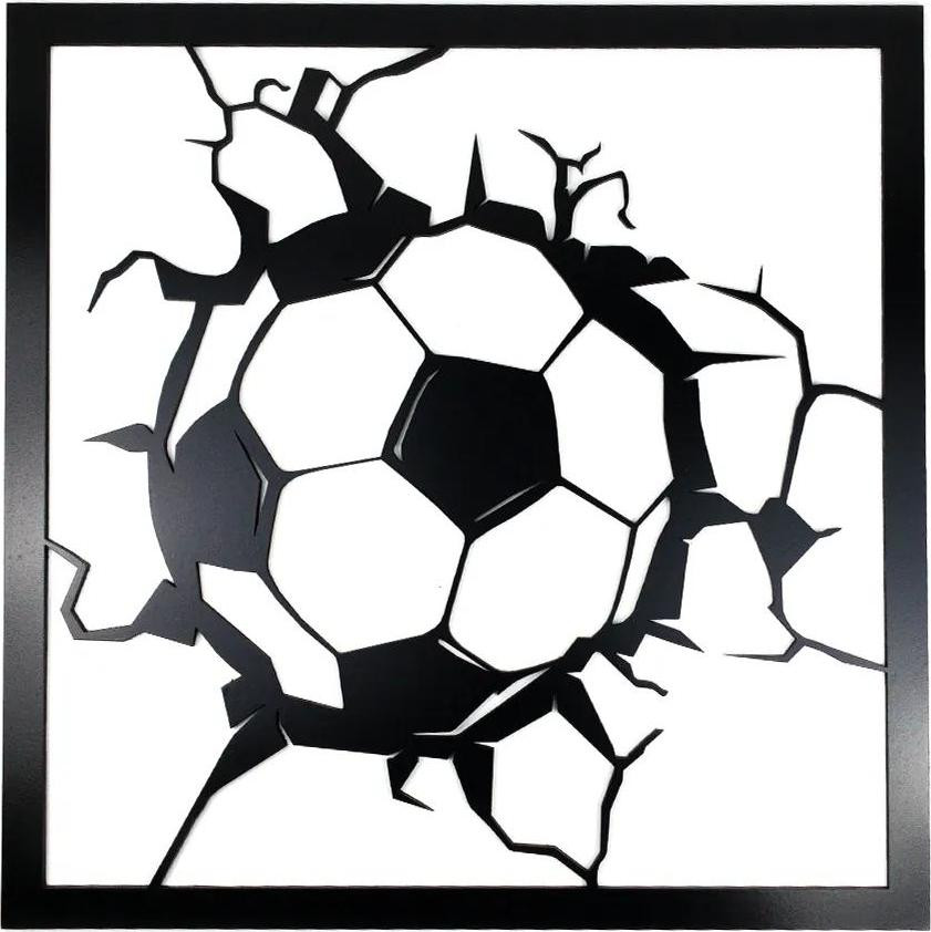 Živá Zeď Dřevěná nástěnná dekorace Fotbalový míč černý