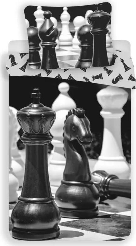 Vesna | Povlečení bavlna Šachy černobílé 70x90 a 140x200 cm