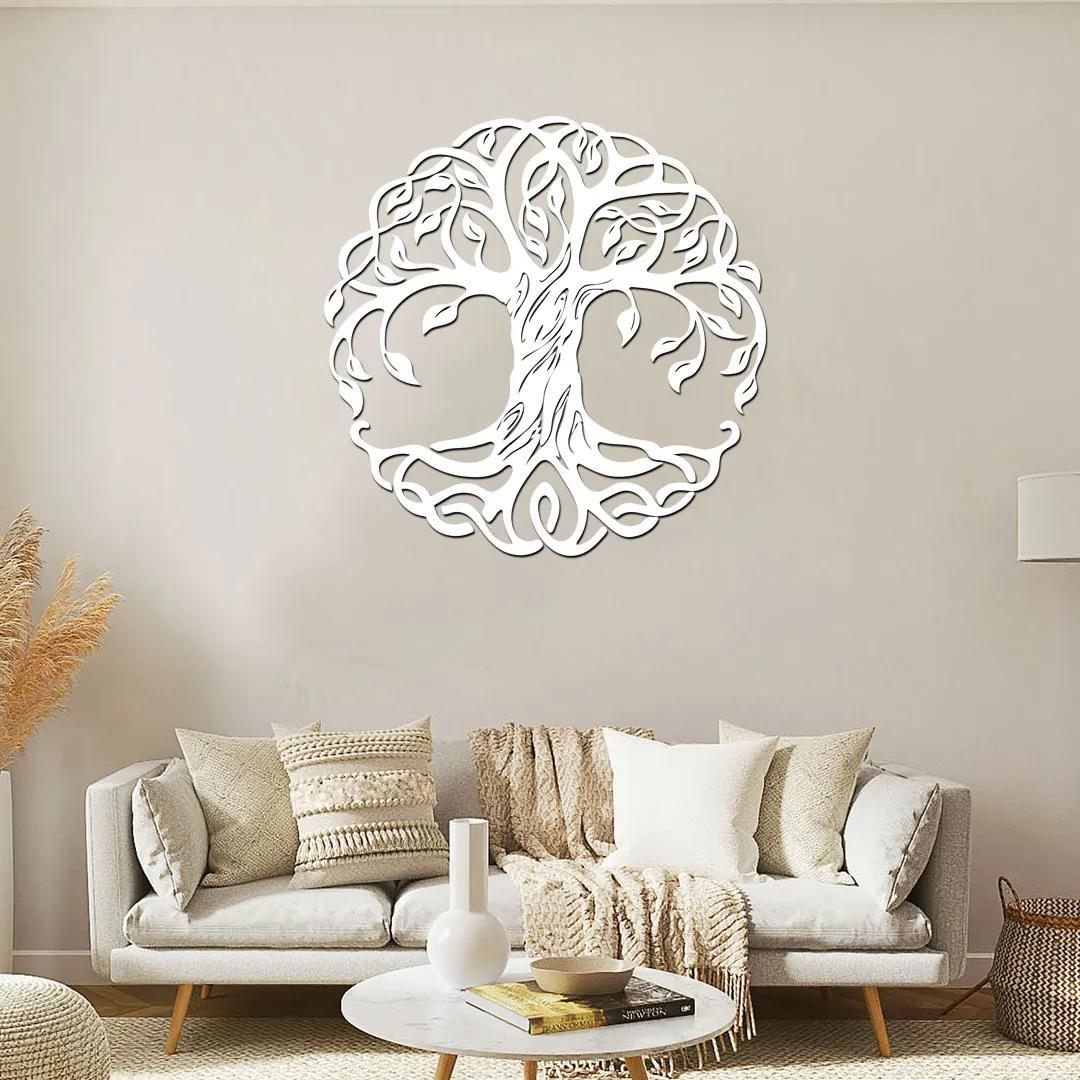 dřevo života Dřevěný strom na zeď MYRDINN Barevný vzor: Bílá