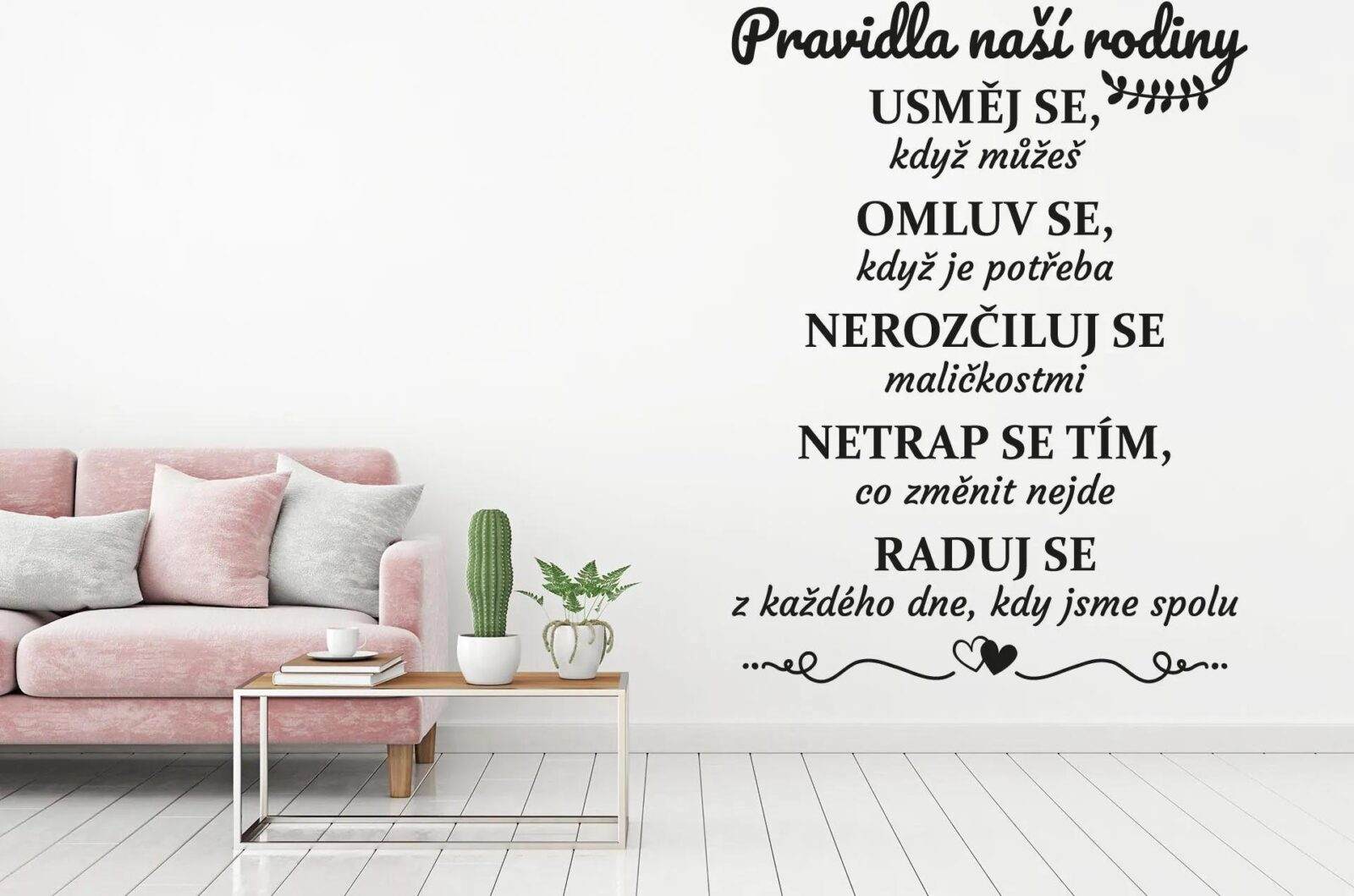 Lepy.cz Samolepka na zeď Pravidla rodiny Velikost (šířka x výška): 70x92cm