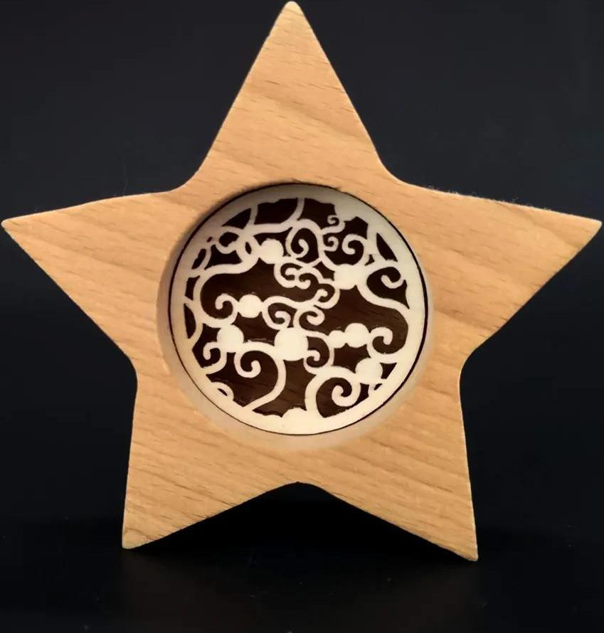 AMADEA Dřevěná dekorace hvězda s vkladem - ornament