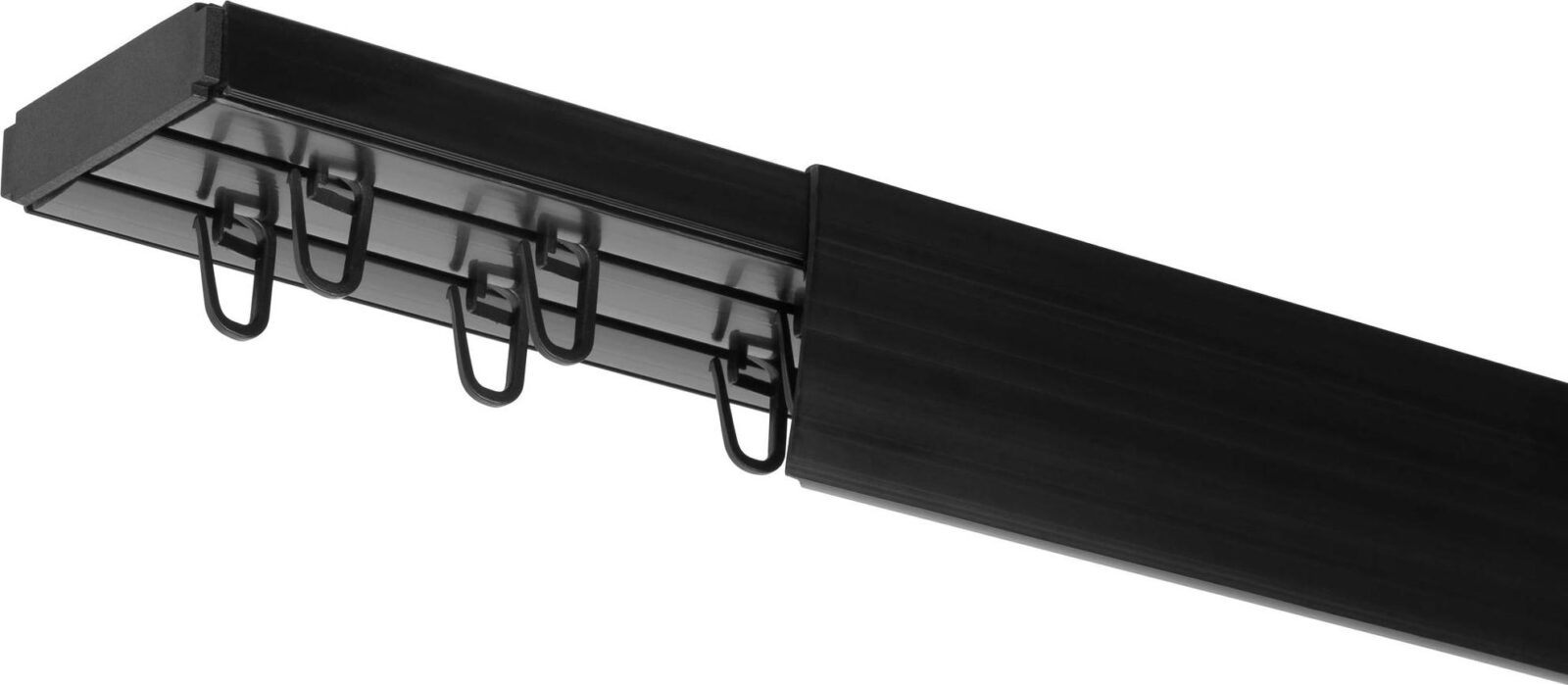 Dekodum Stropní kolejnice z PVC dvouřadá černé s krytem Délka: 370 cm